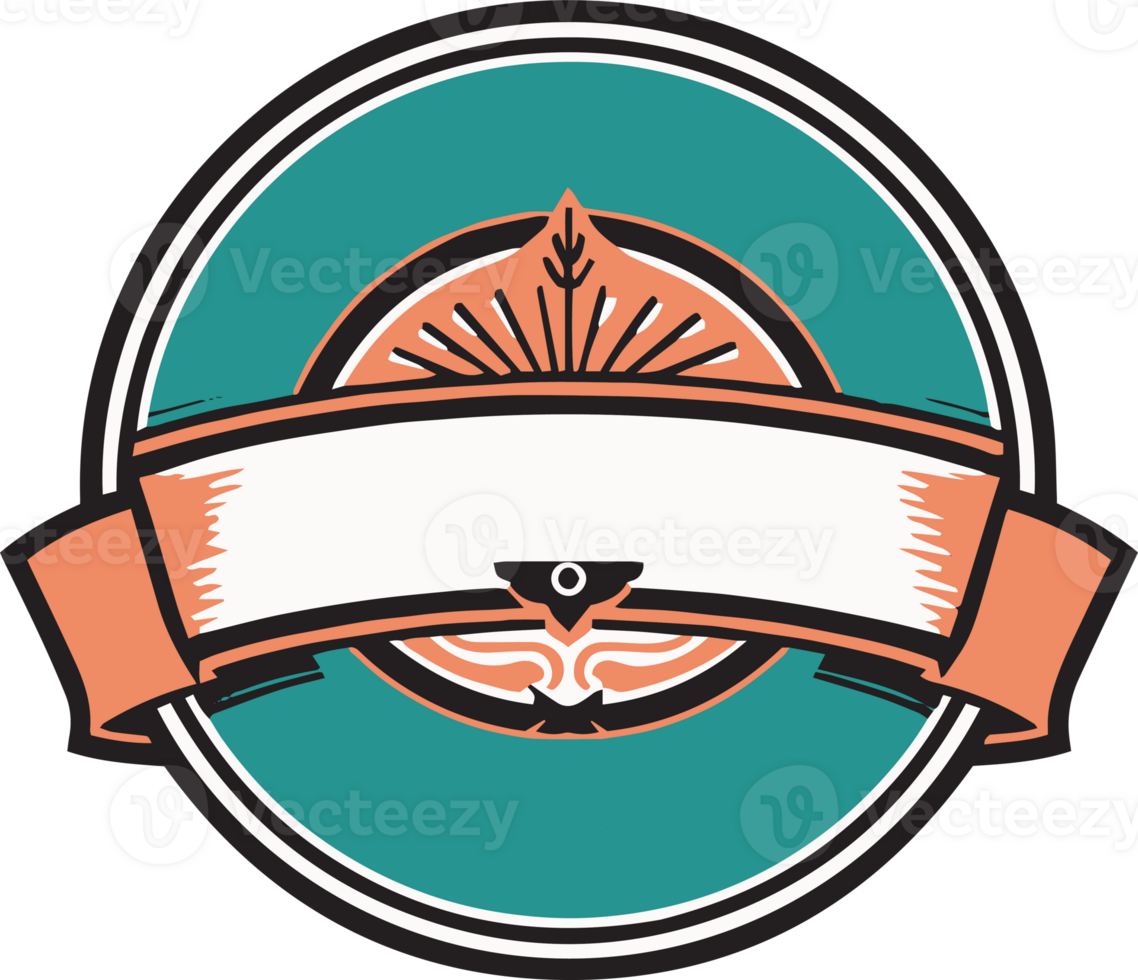Hand Drawn vintage logo in flat line art style png