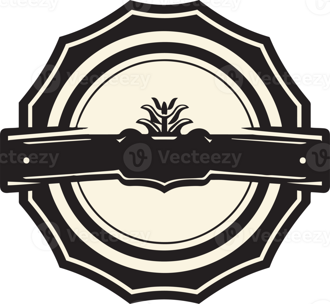 Hand Drawn vintage logo in flat line art style png