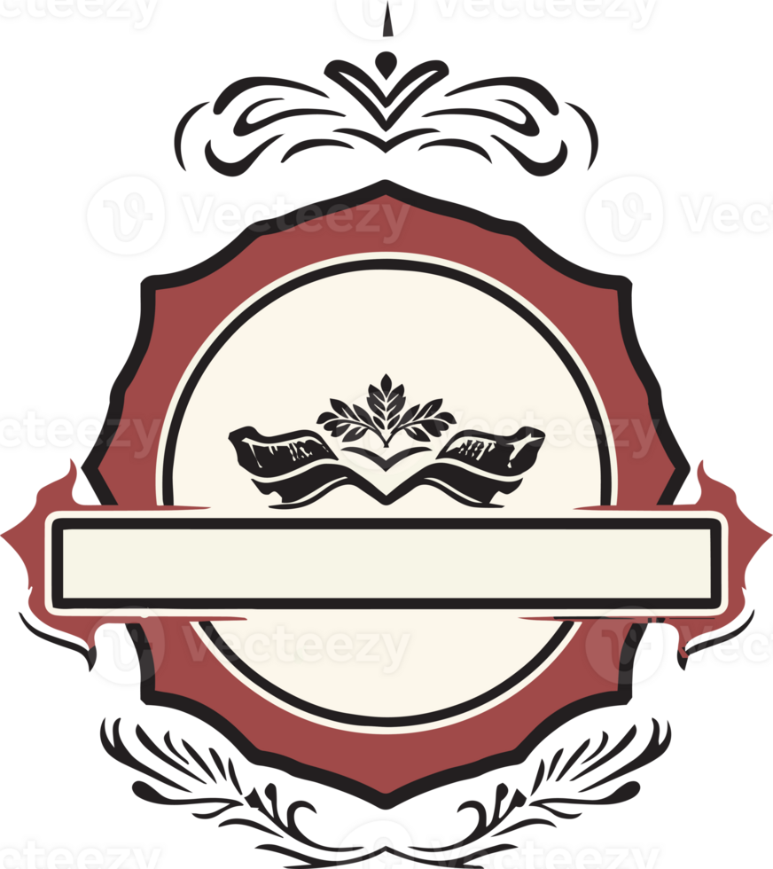 Hand Drawn vintage logo in flat line art style png