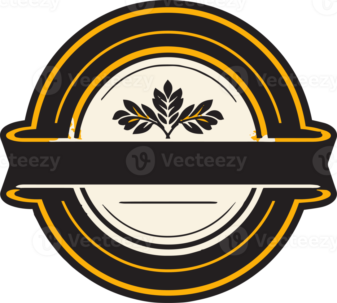 Hand Drawn vintage logo in flat line art style png
