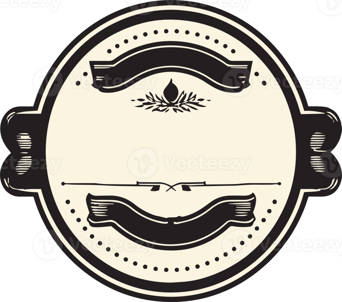 Hand Drawn vintage logo in flat line art style png