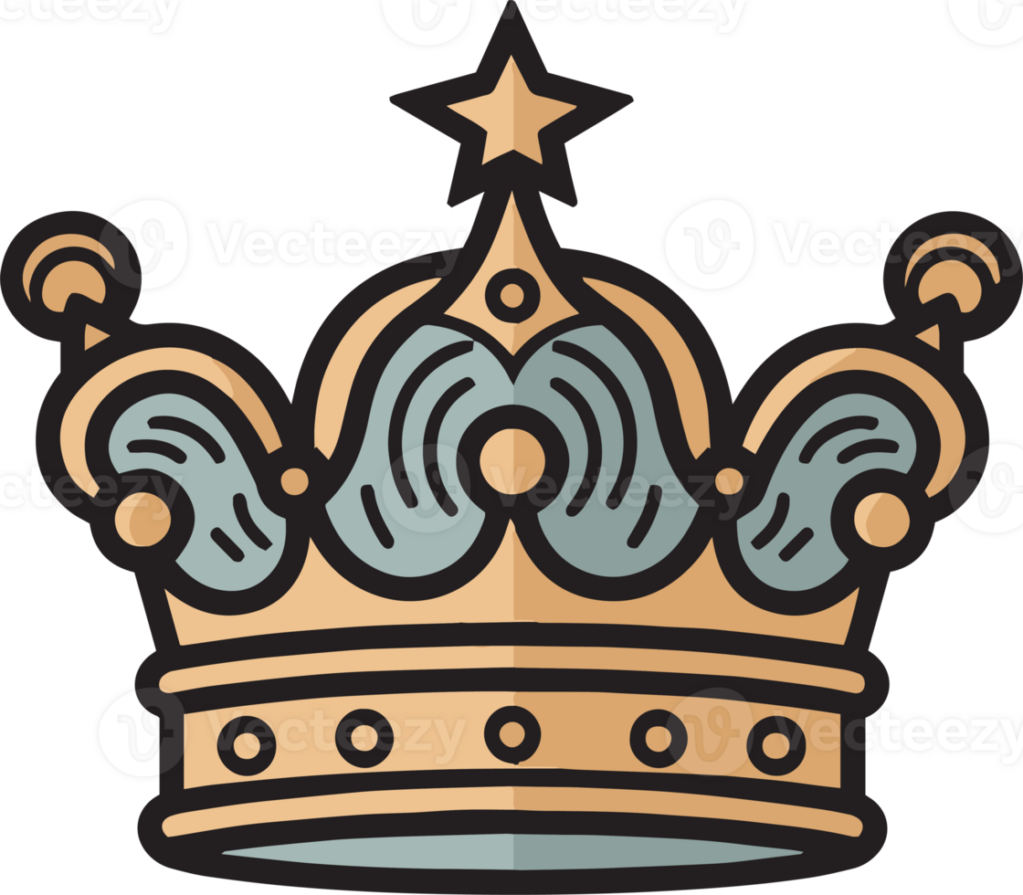 Hand Drawn vintage crown logo in flat line art style png