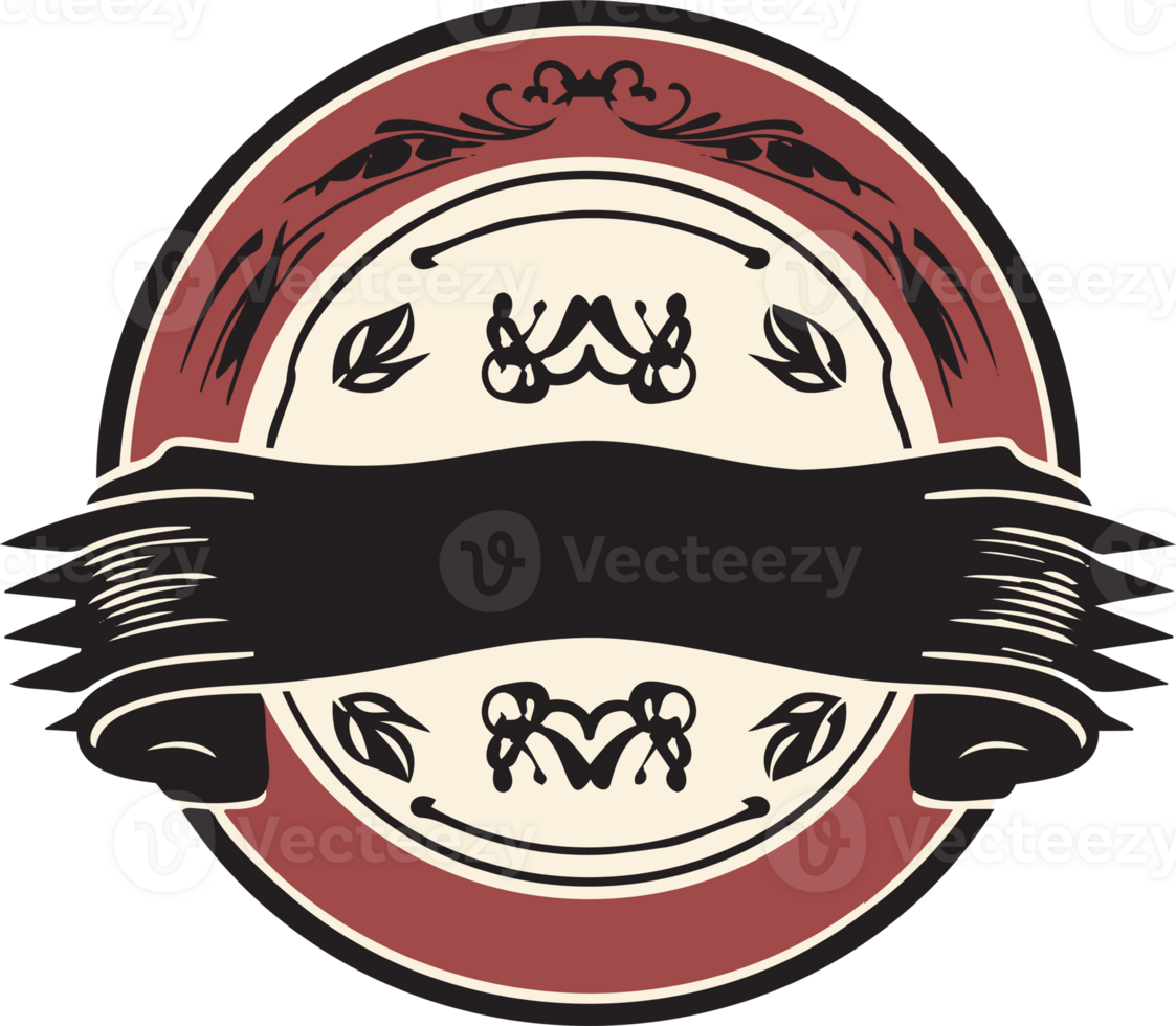 Hand Drawn vintage logo in flat line art style png