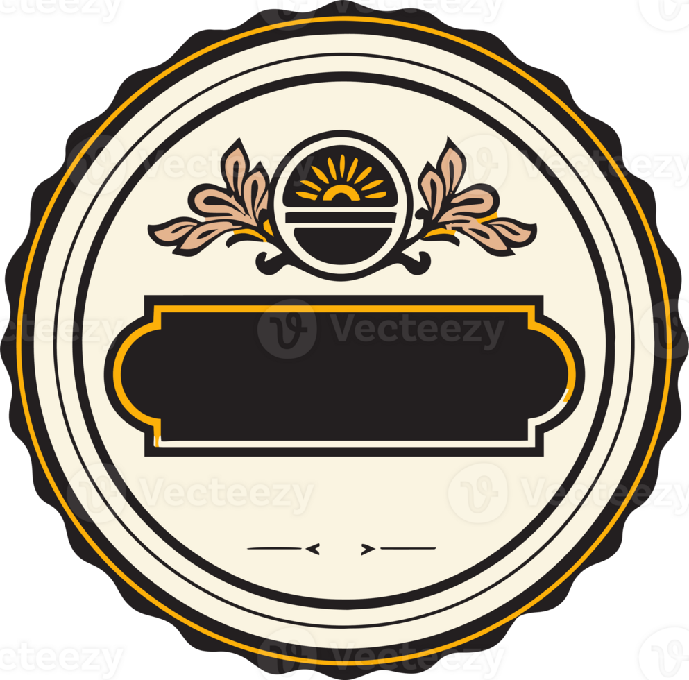 Hand Drawn vintage logo in flat line art style png
