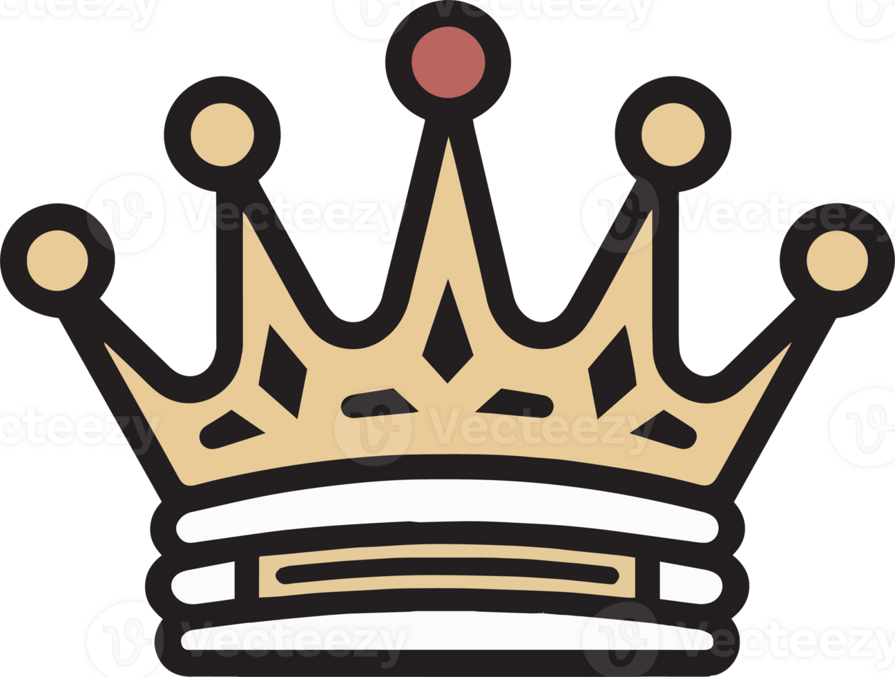 Hand Drawn vintage crown logo in flat line art style png