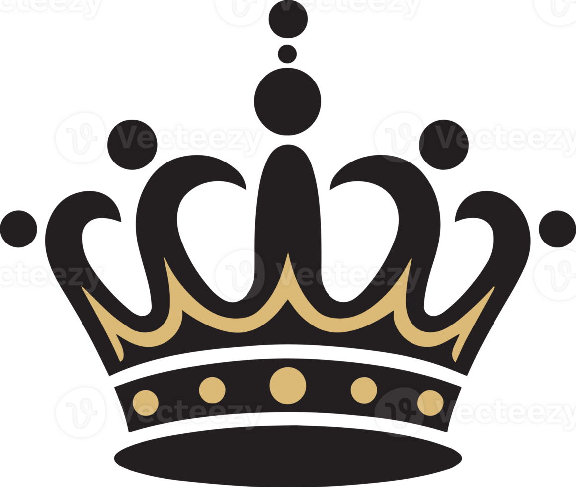 Hand Drawn vintage crown logo in flat line art style png