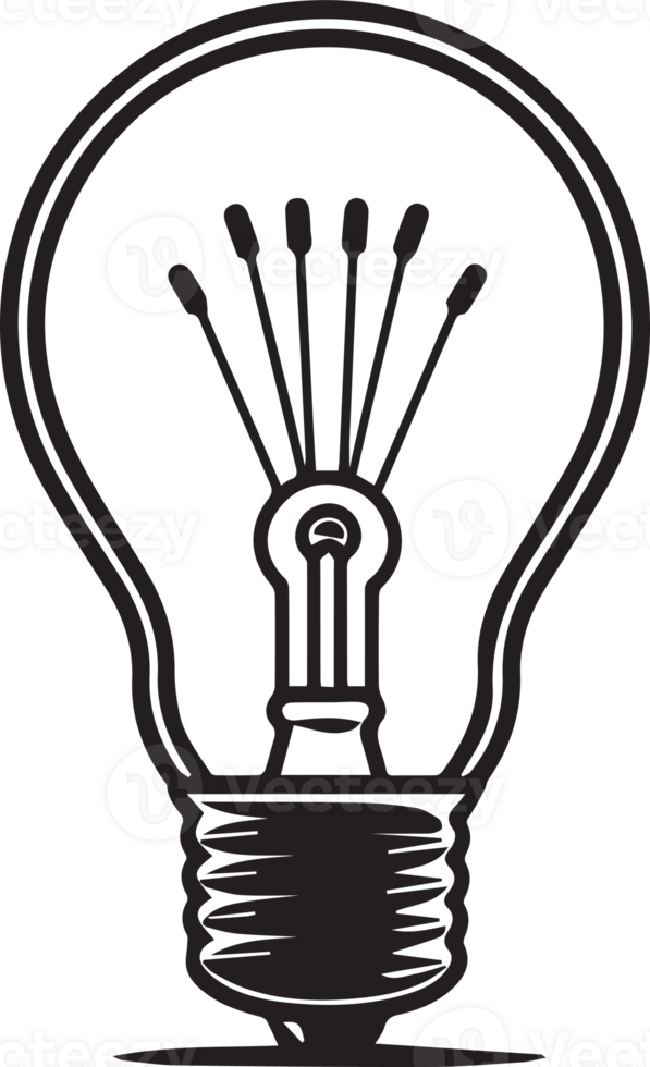 hand dragen årgång ljus Glödlampa logotyp i platt linje konst stil png