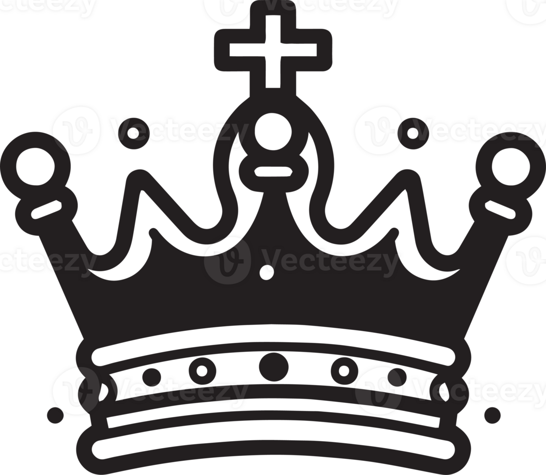 Hand Drawn vintage crown logo in flat line art style png