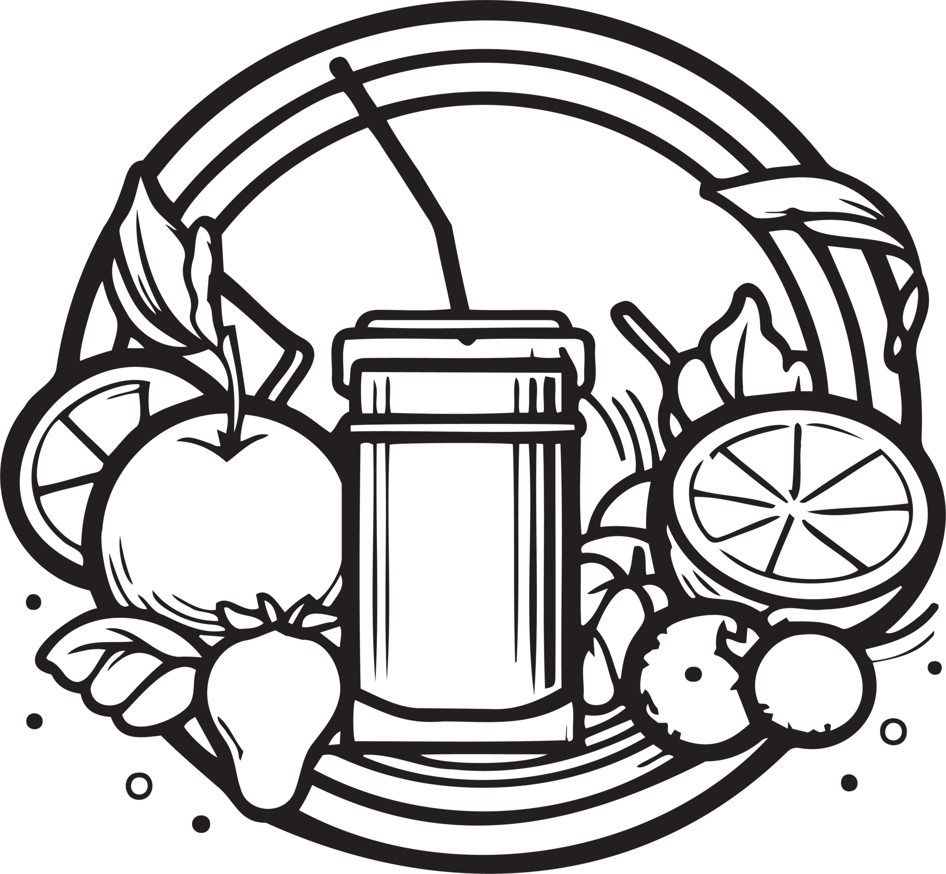 Hand Drawn vintage fruit and juice logo in flat line art style 24786834 PNG