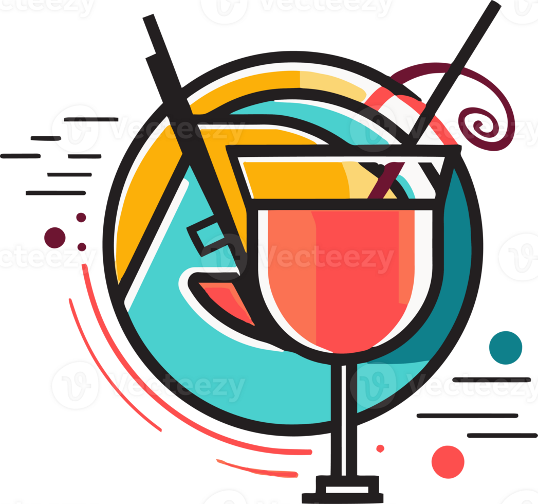 mano disegnato Vintage ▾ cocktail logo nel piatto linea arte stile png