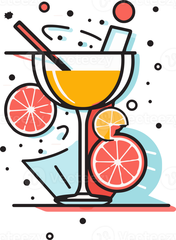 Hand gezeichnet Jahrgang Cocktail Logo im eben Linie Kunst Stil png