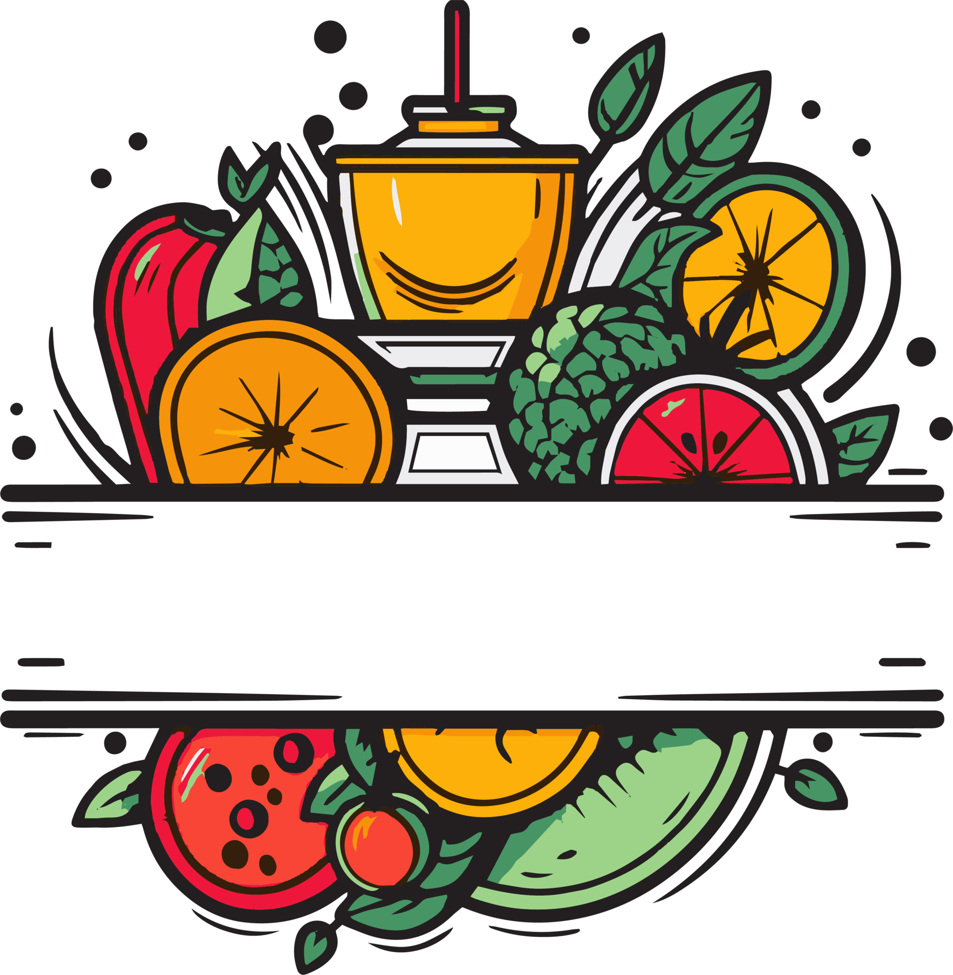 Hand Drawn vintage fruit and juice logo in flat line art style 24786876 PNG