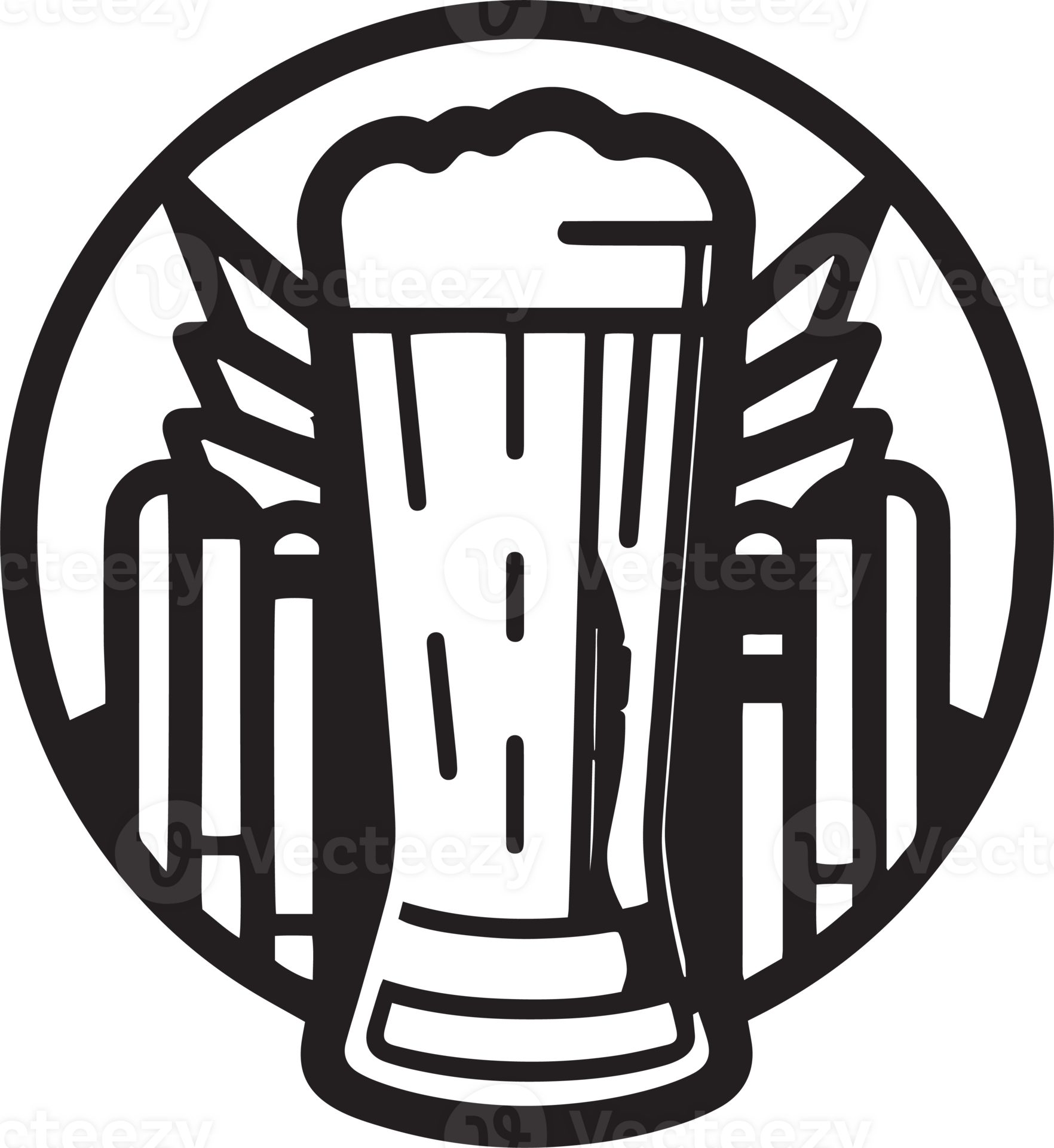 Hand Drawn vintage beer Logo In Flat Line Art Style 24786924 PNG