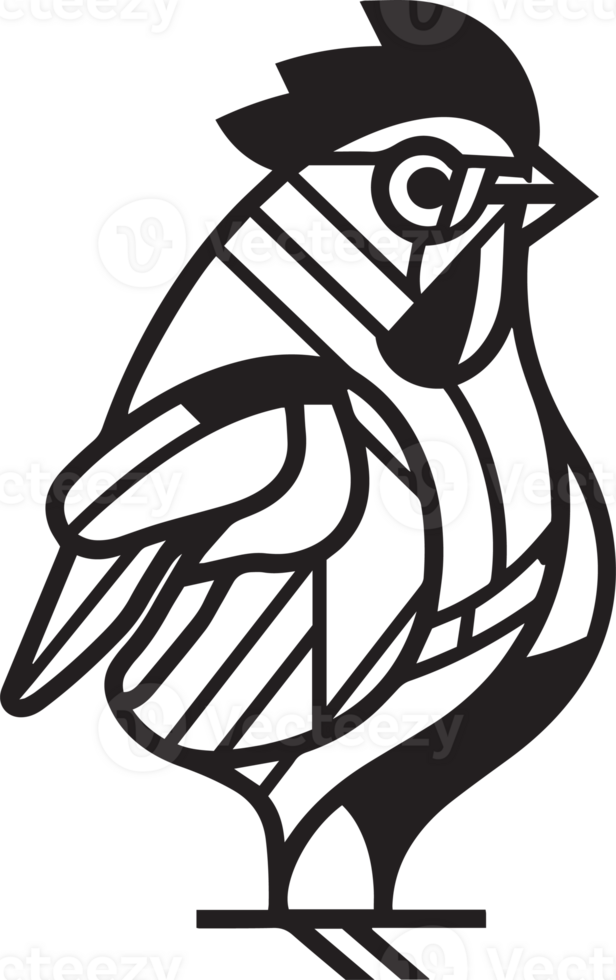 Hand gezeichnet Jahrgang Hähnchen Logo im eben Linie Kunst Stil png