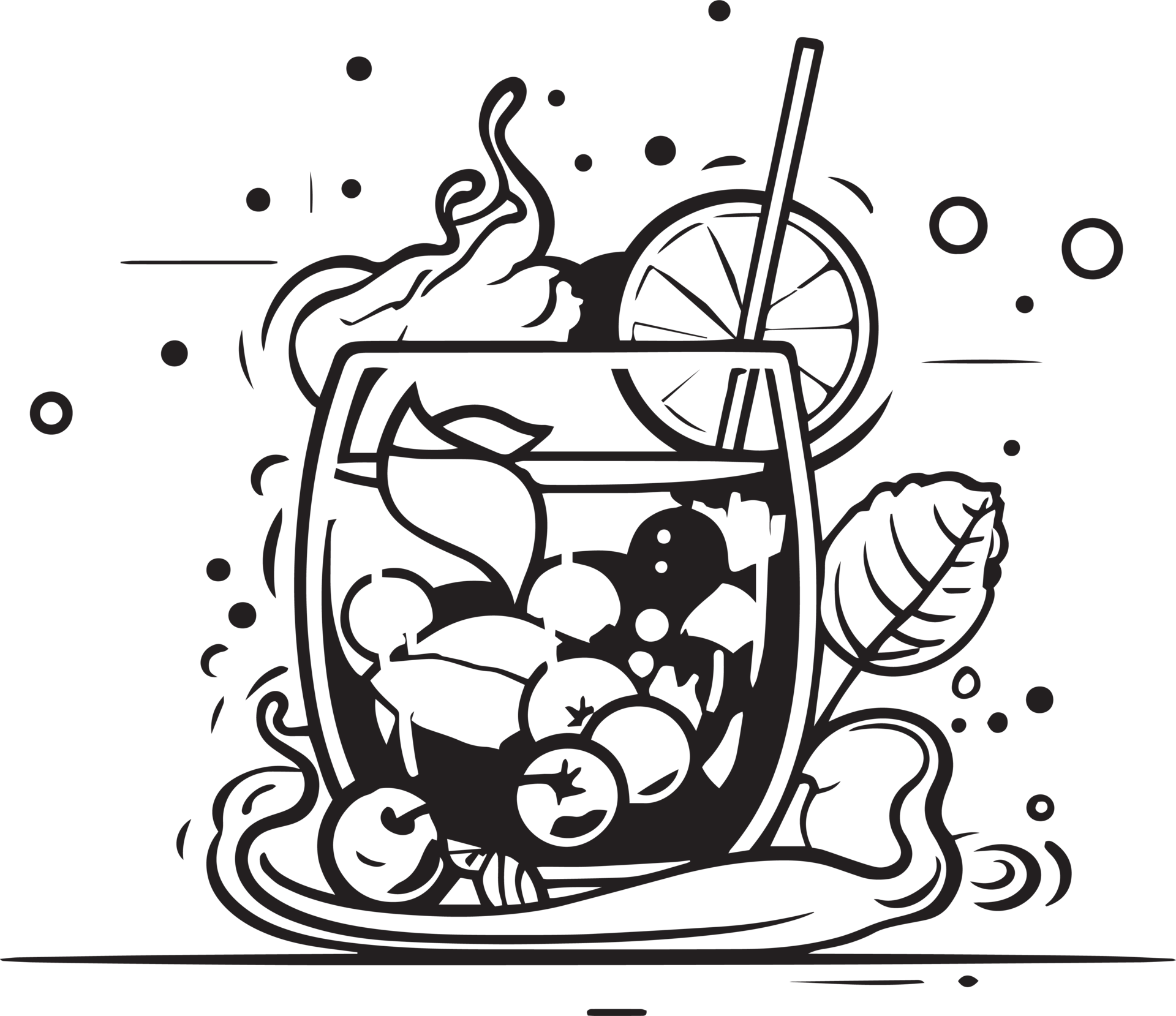 Hand Drawn vintage cocktail logo in flat line art style 24787049 PNG