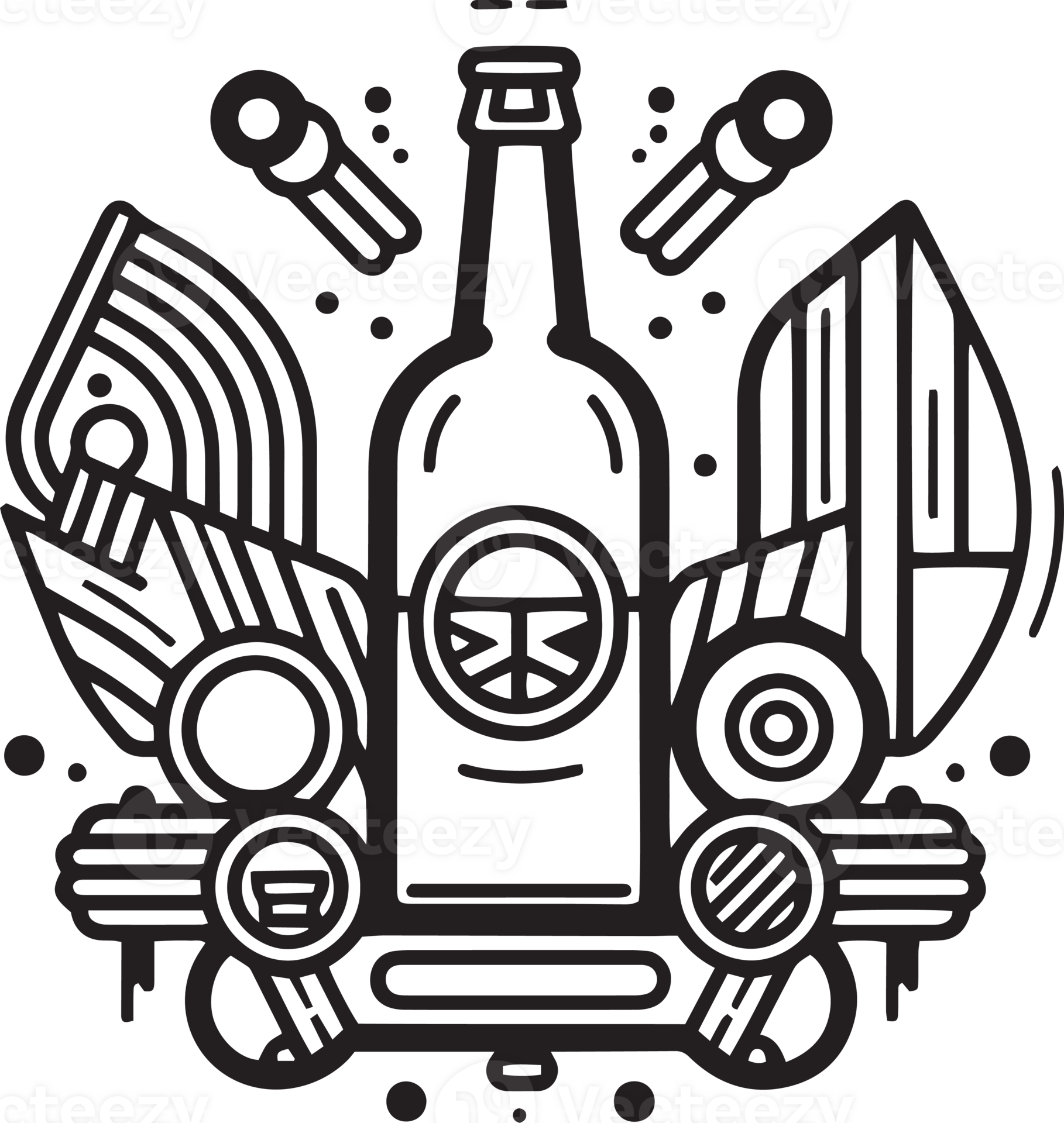 Hand Drawn vintage beer Logo In Flat Line Art Style 24787050 PNG