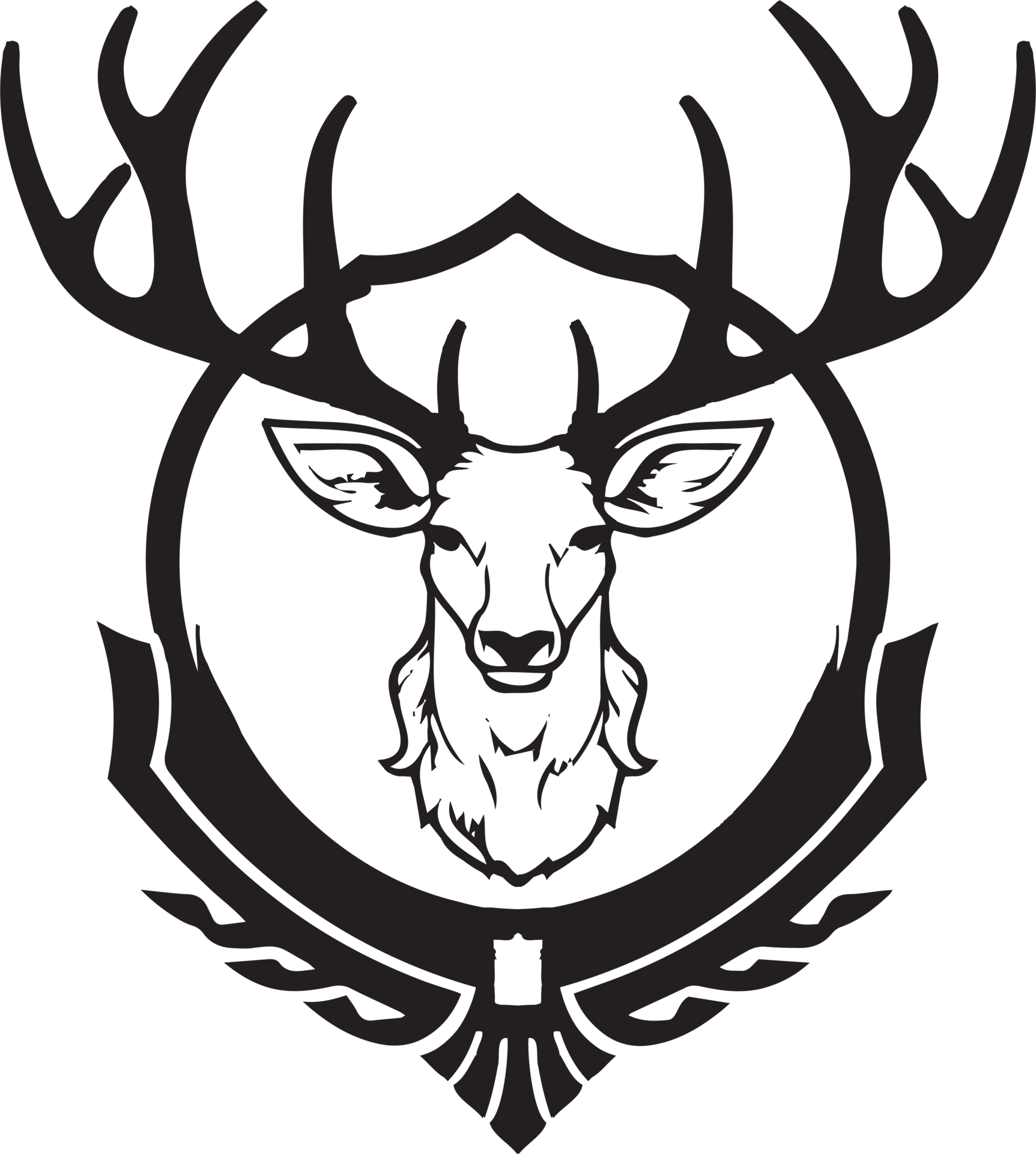 Hand Drawn vintage deer head logo in flat line art style 24787216 PNG