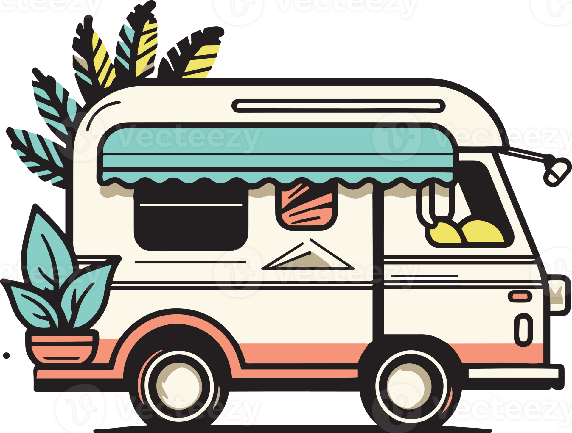 Hand Drawn Vintage Food Truck Logo In Flat Line Art Style 24787267 PNG hand-drawn-vintage-food-truck-logo-in-flat-line-art-style-24787267-png