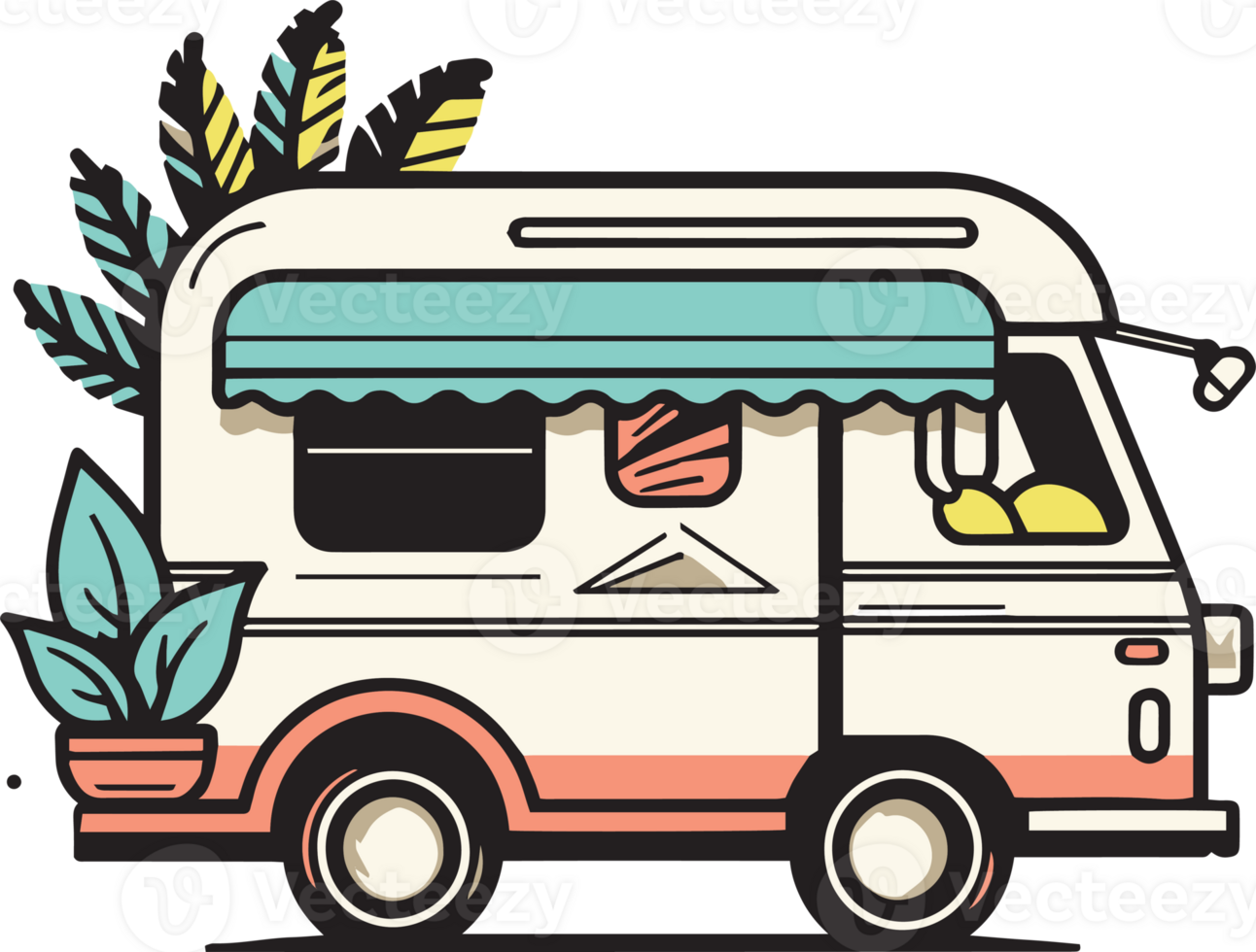 Hand Drawn Vintage Food Truck Logo In Flat Line Art Style 24787267 PNG hand-drawn-vintage-food-truck-logo-in-flat-line-art-style-24787267-png