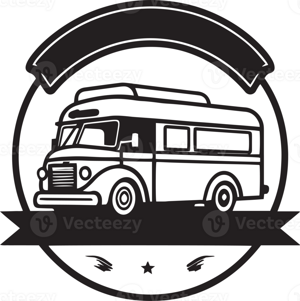 Hand Drawn Vintage Food Truck Logo In Flat Line Art Style 24787286 PNG hand-drawn-vintage-food-truck-logo-in-flat-line-art-style-24787286-png