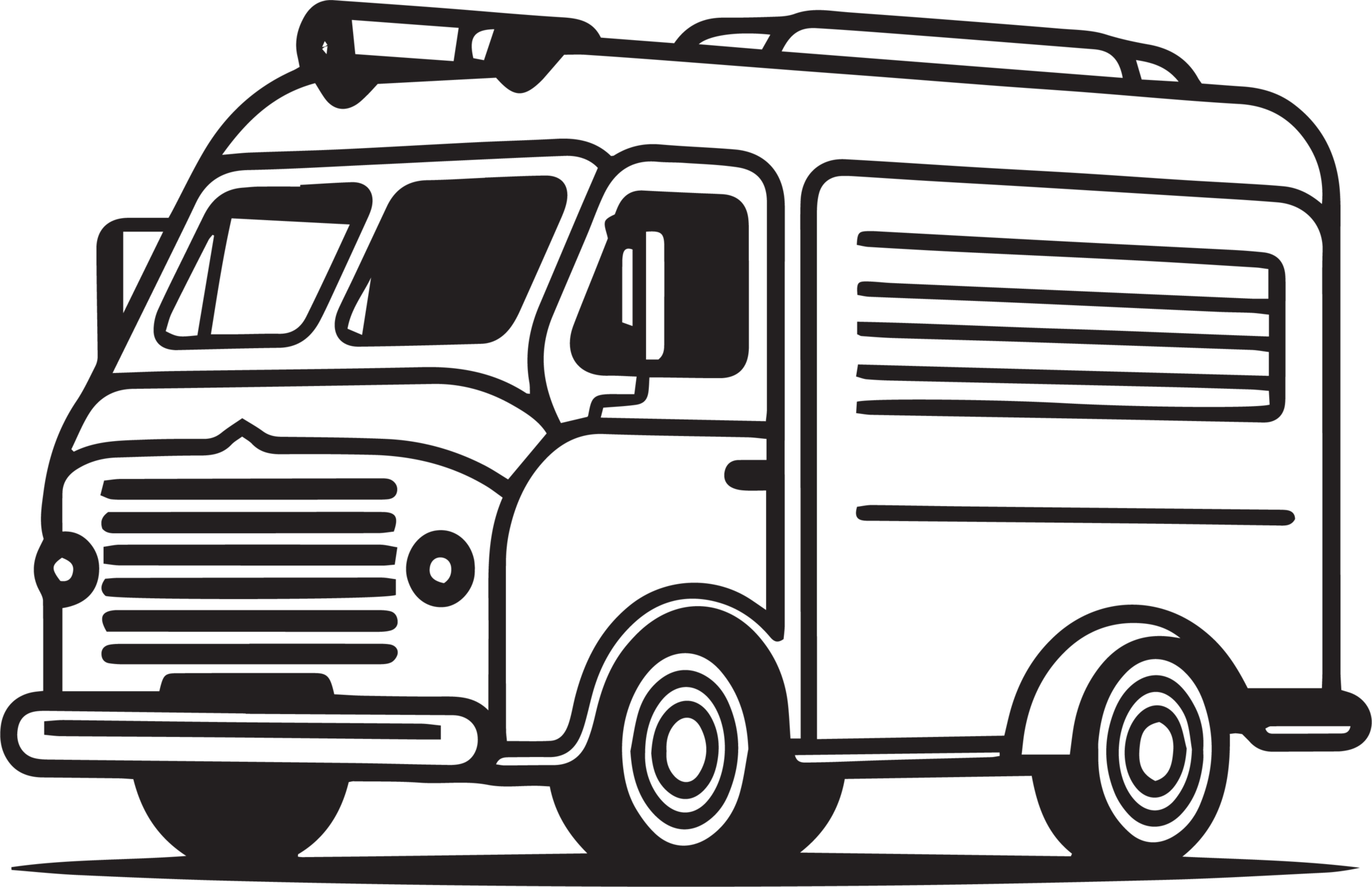 Hand Drawn Vintage Food Truck Logo In Flat Line Art Style 24787298 PNG hand-drawn-vintage-food-truck-logo-in-flat-line-art-style-24787298-png
