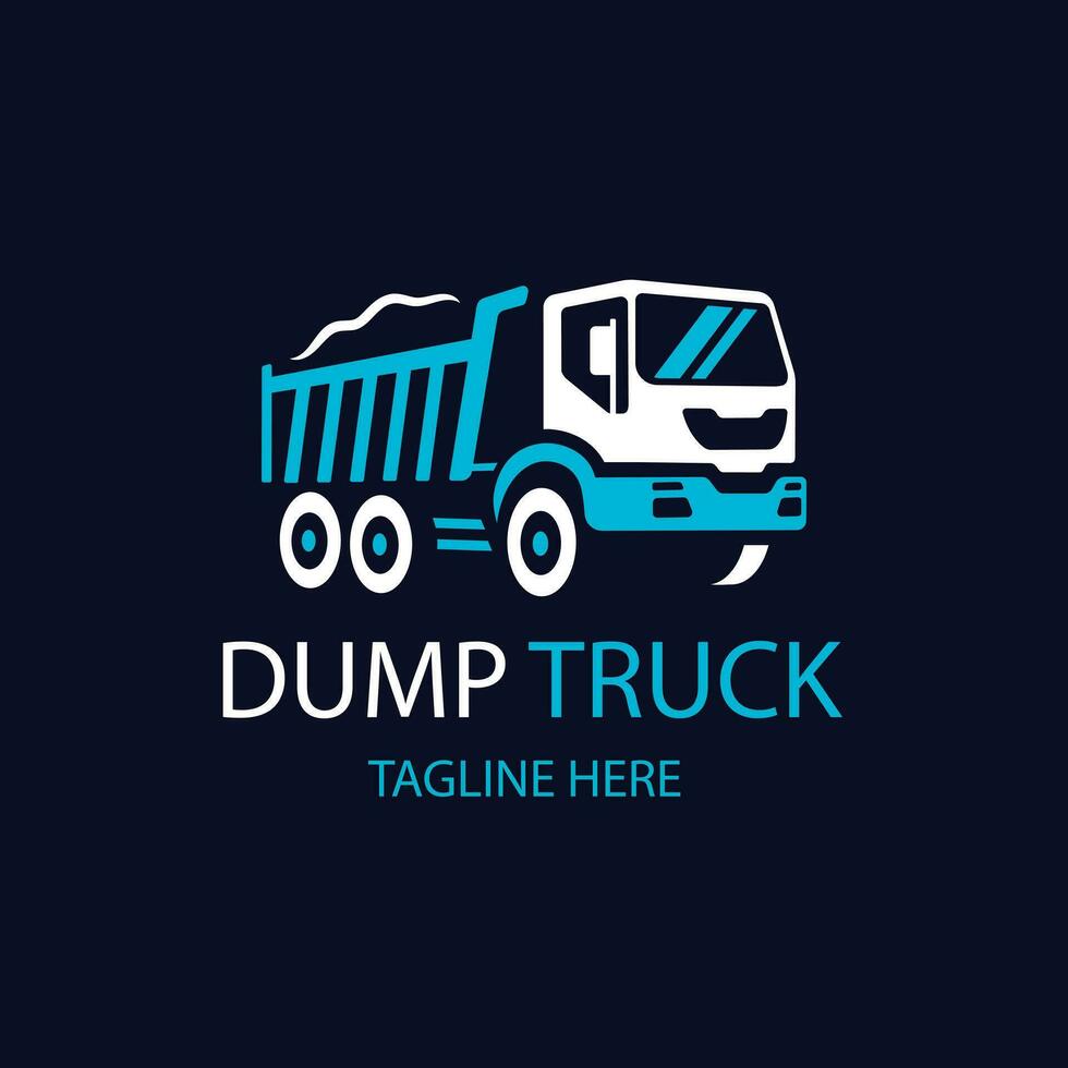 flat design dump truck logo template vector