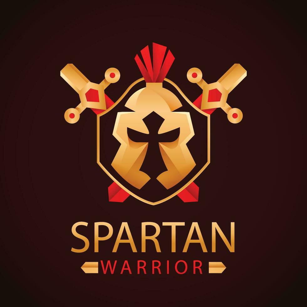 Gradient spartan helmet logo template vector