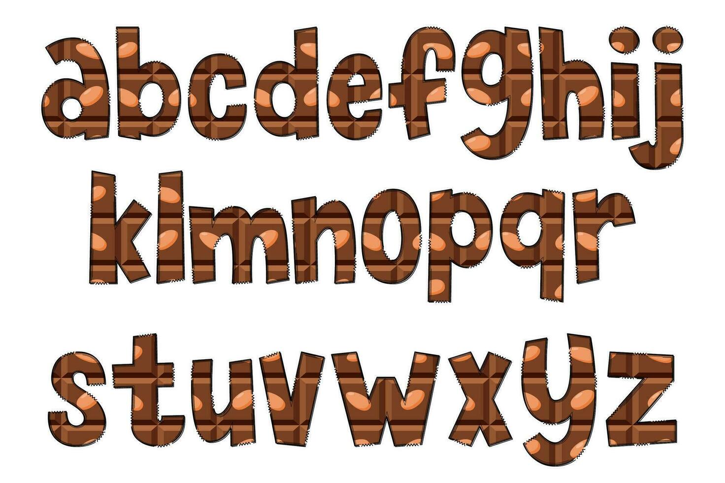 Handcrafted Chocolate Letters. Color Creative Art Typographic Design vector