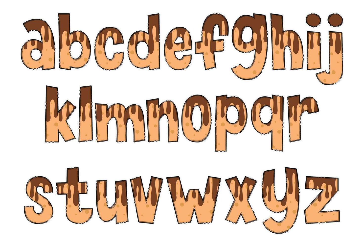 Handcrafted Brownie Letters. Color Creative Art Typographic Design vector