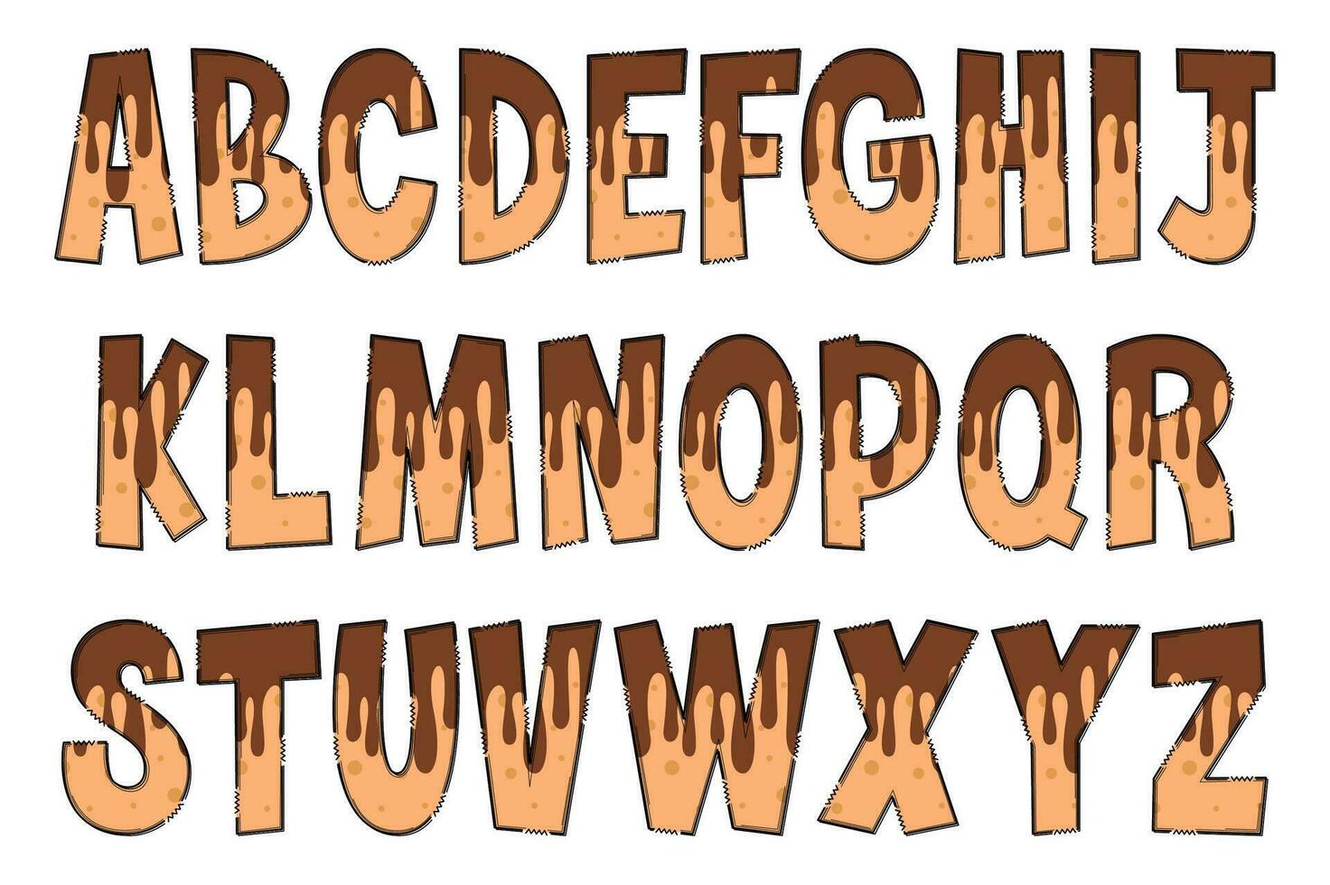 Handcrafted Brownie Letters. Color Creative Art Typographic Design vector