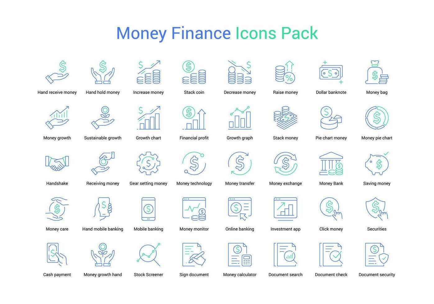 Twotoned Money Finance Icons Pack vector