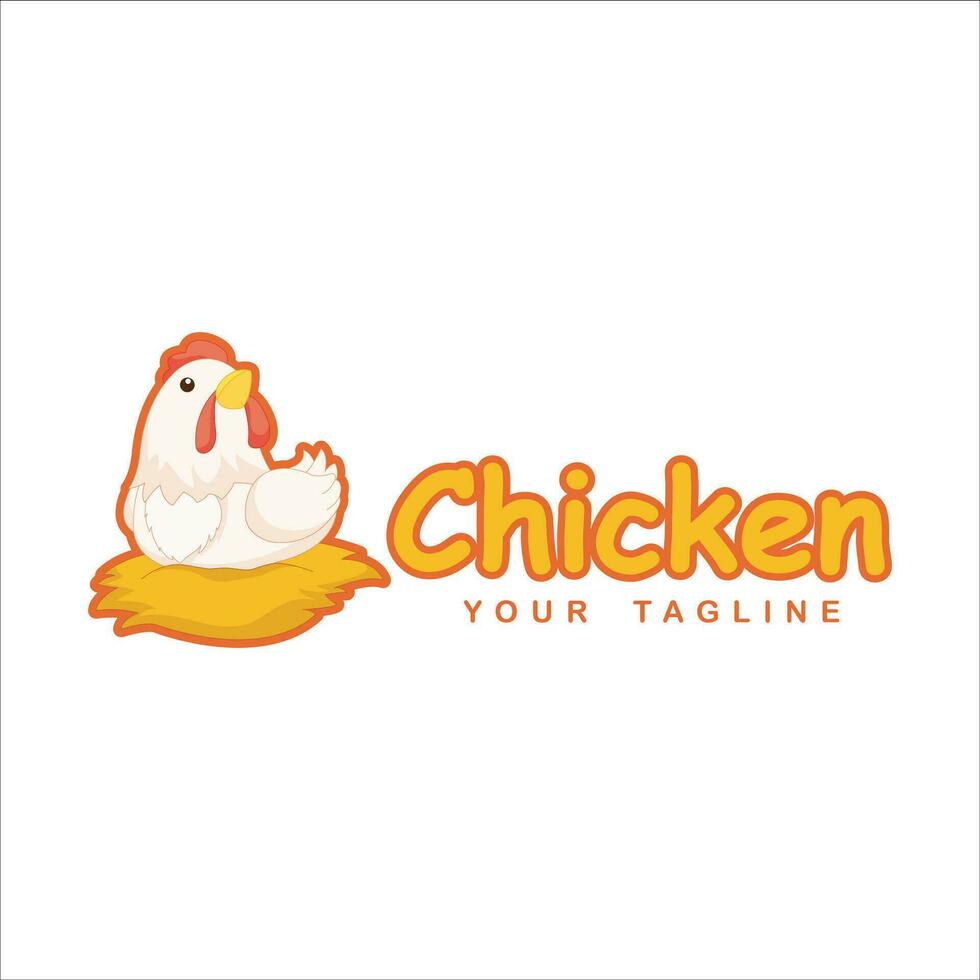 chicken laying egg cartoon logo vector