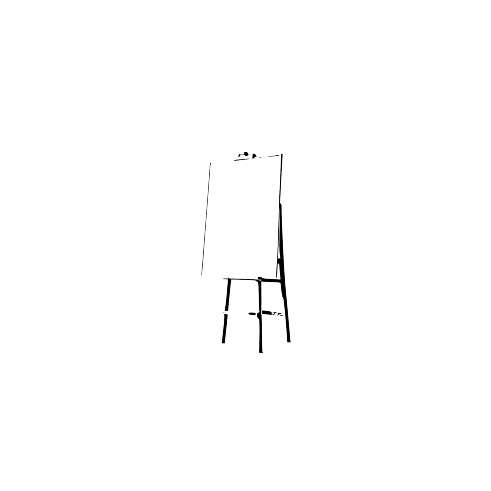 whiteboard stand on transparent background, poster board stand, canvas stand, display stand, Easel stand with canvas png