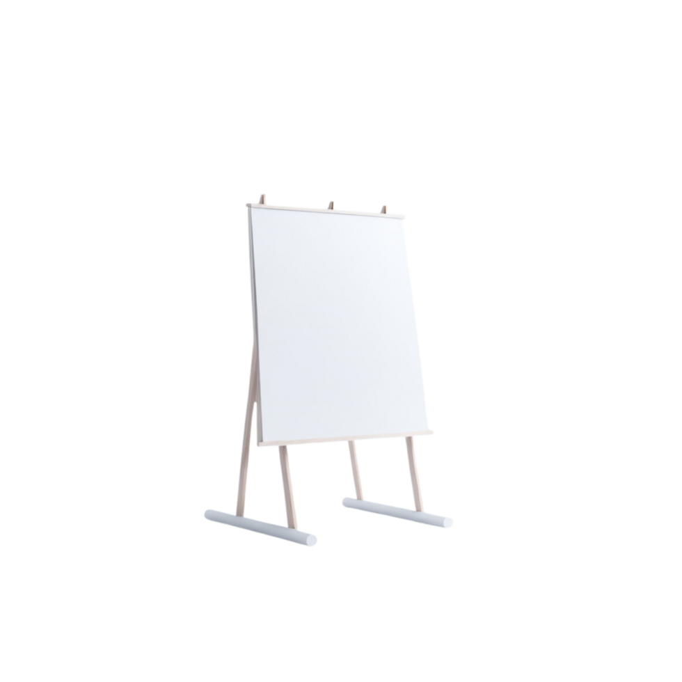 whiteboard stand on transparent background, poster board stand, canvas stand, display stand, Easel stand with canvas png