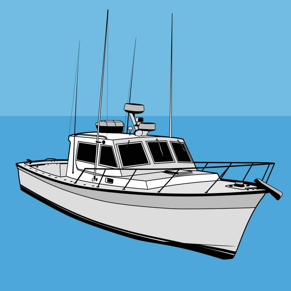 Trailer sport fishing boat illustration vector image