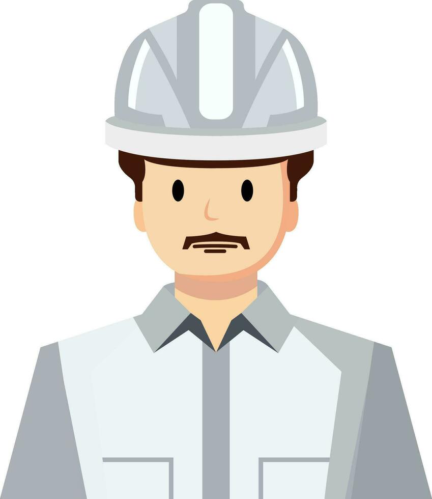 Engineering Manager Vector Illustration, Project supervisor , planner or designer wearing white hard hat vector image