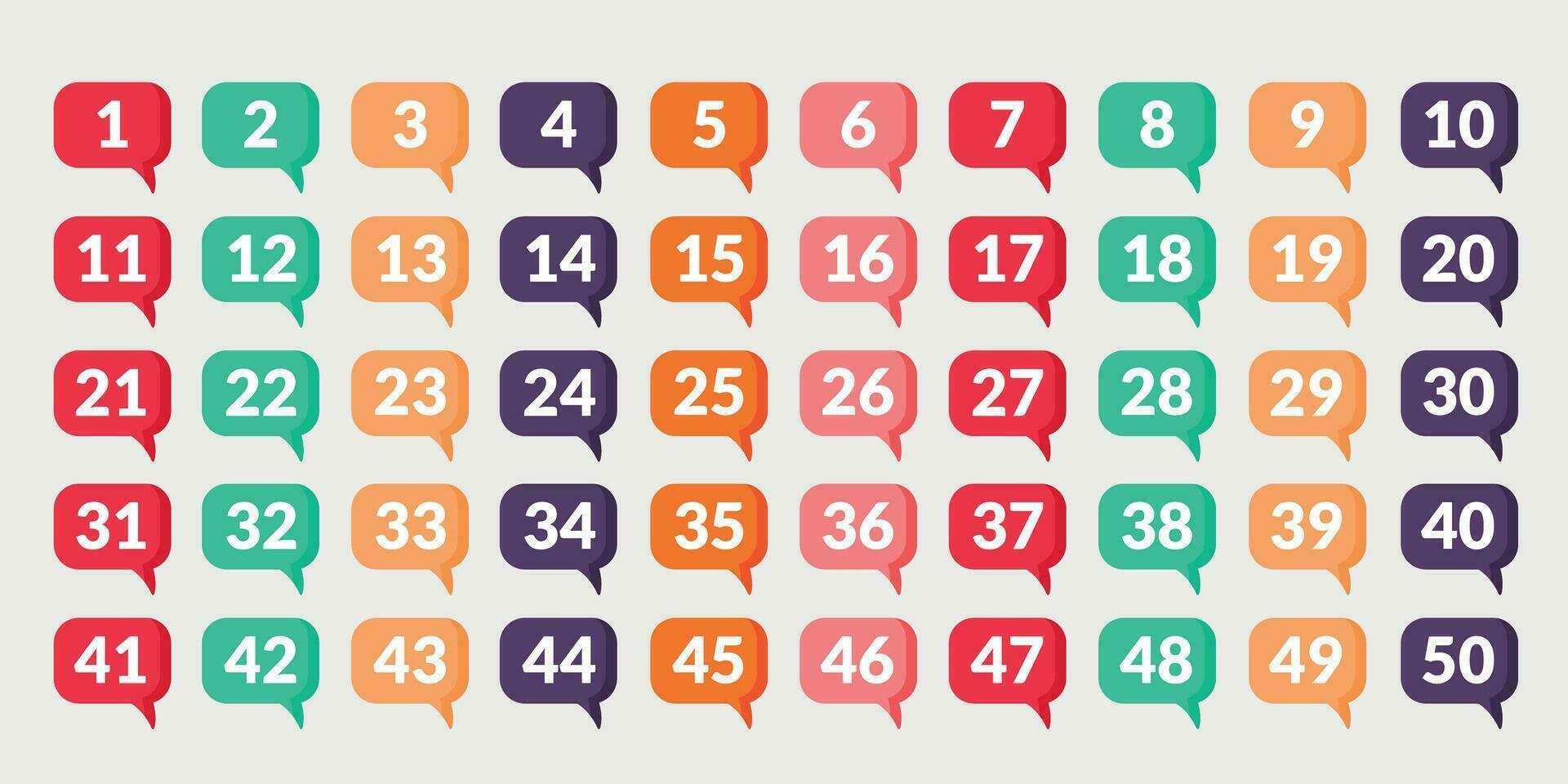 numbers one to 100 with colorful bubbles vector
