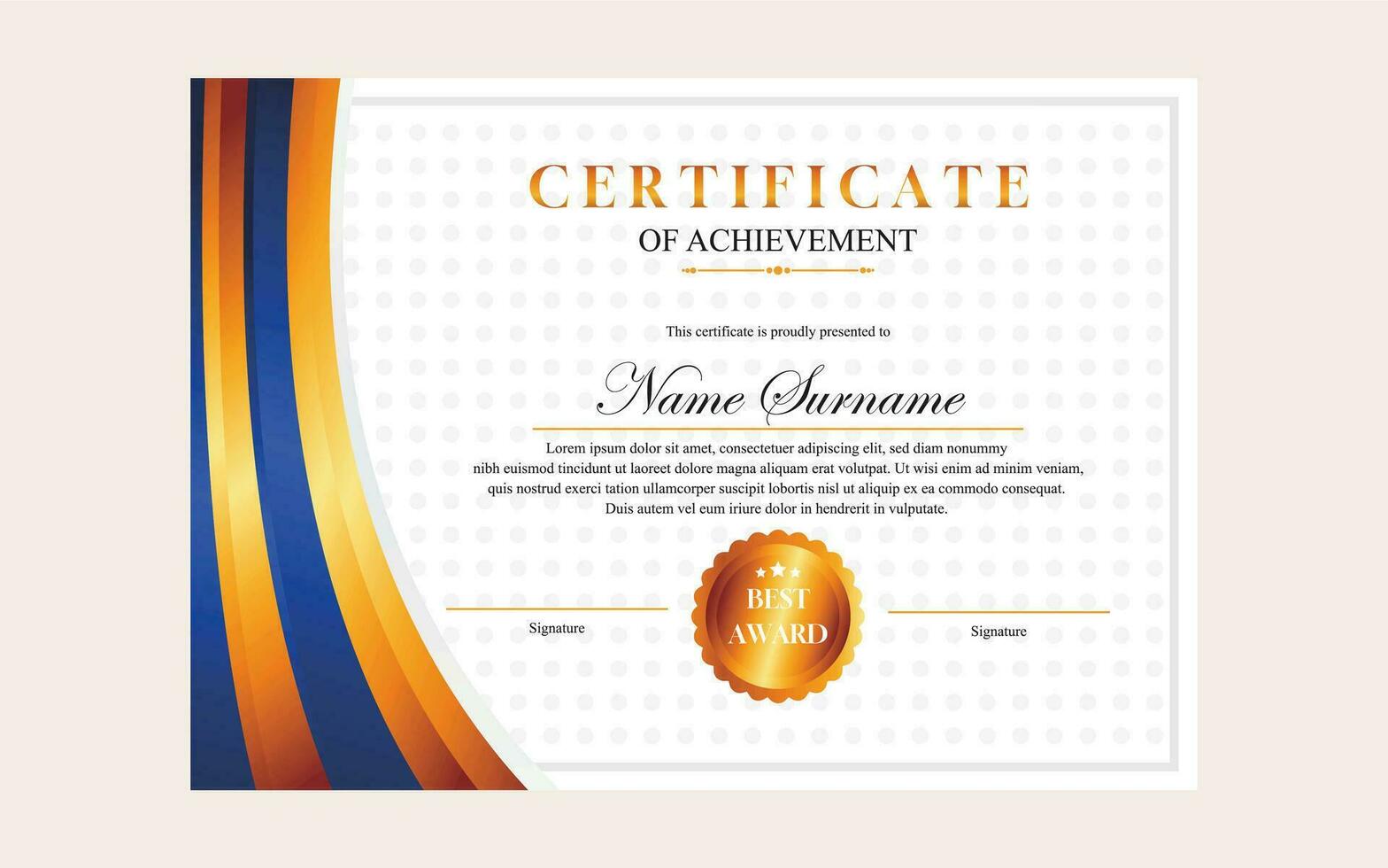 certificate design simple modern a4 luxury certificate blue gold color vector