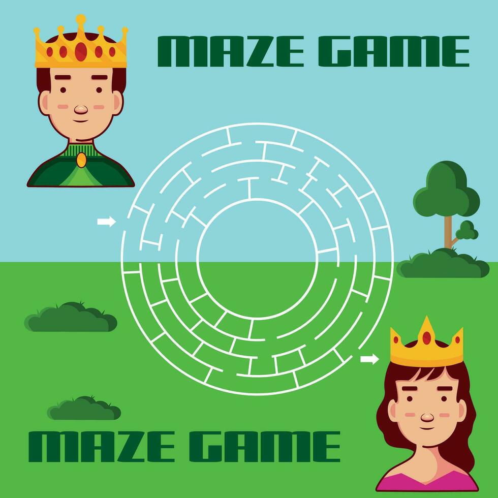 vector laberinto juego para niños en el tema de reyes y reinas