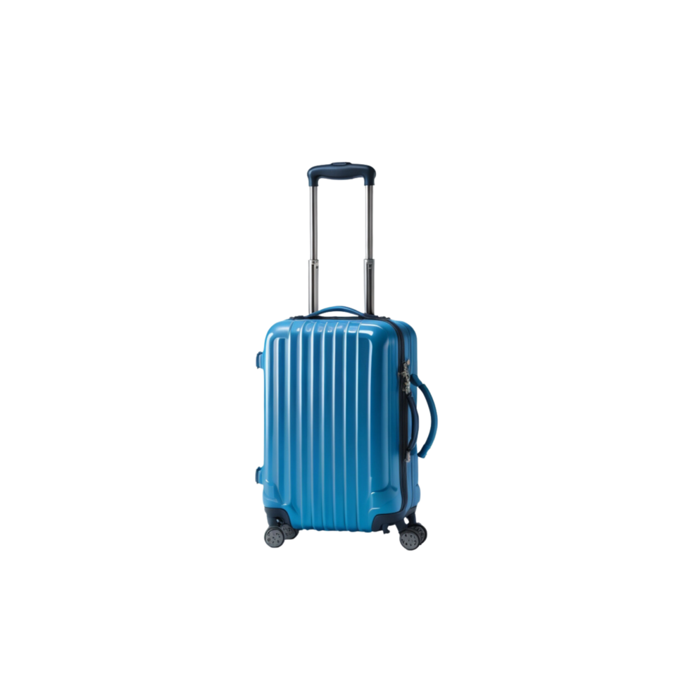 blå resa vagn väska på transparent bakgrund, fotografi av resa bagage, isolerat bagage för resa fotografi, resa bagage med transparent bakgrund, eleganta vagn väska png