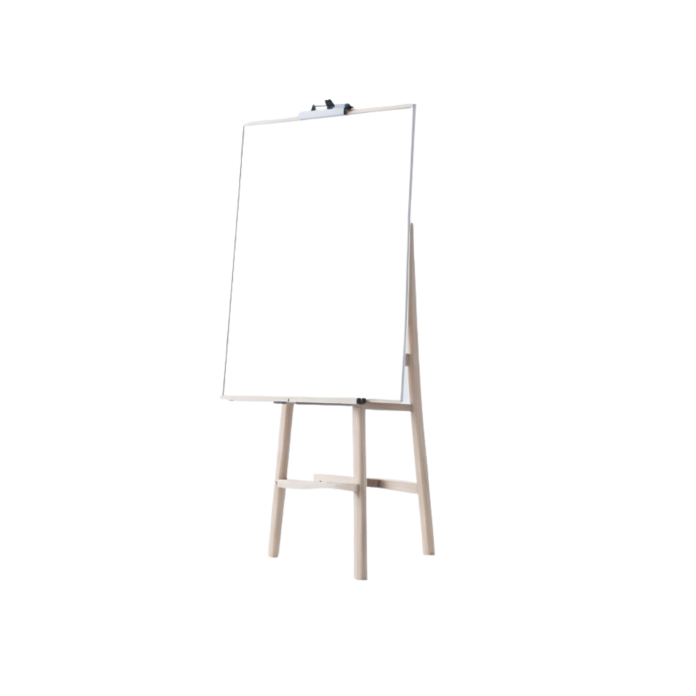 whiteboard stand on transparent background, poster board stand, canvas stand, display stand, Easel stand with canvas png