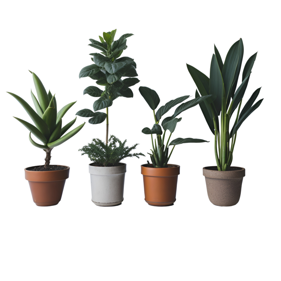 Potted plant isolated collection, set of potted plants on transparent background, Succulent plants, Indoor potted plants,  photography potted plant png