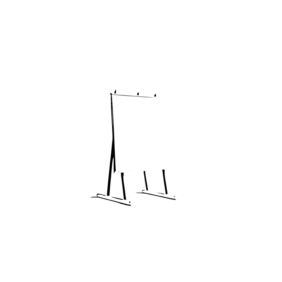 Painting board stand black outline , Easel black outline, Canvas stand black outline sketch png