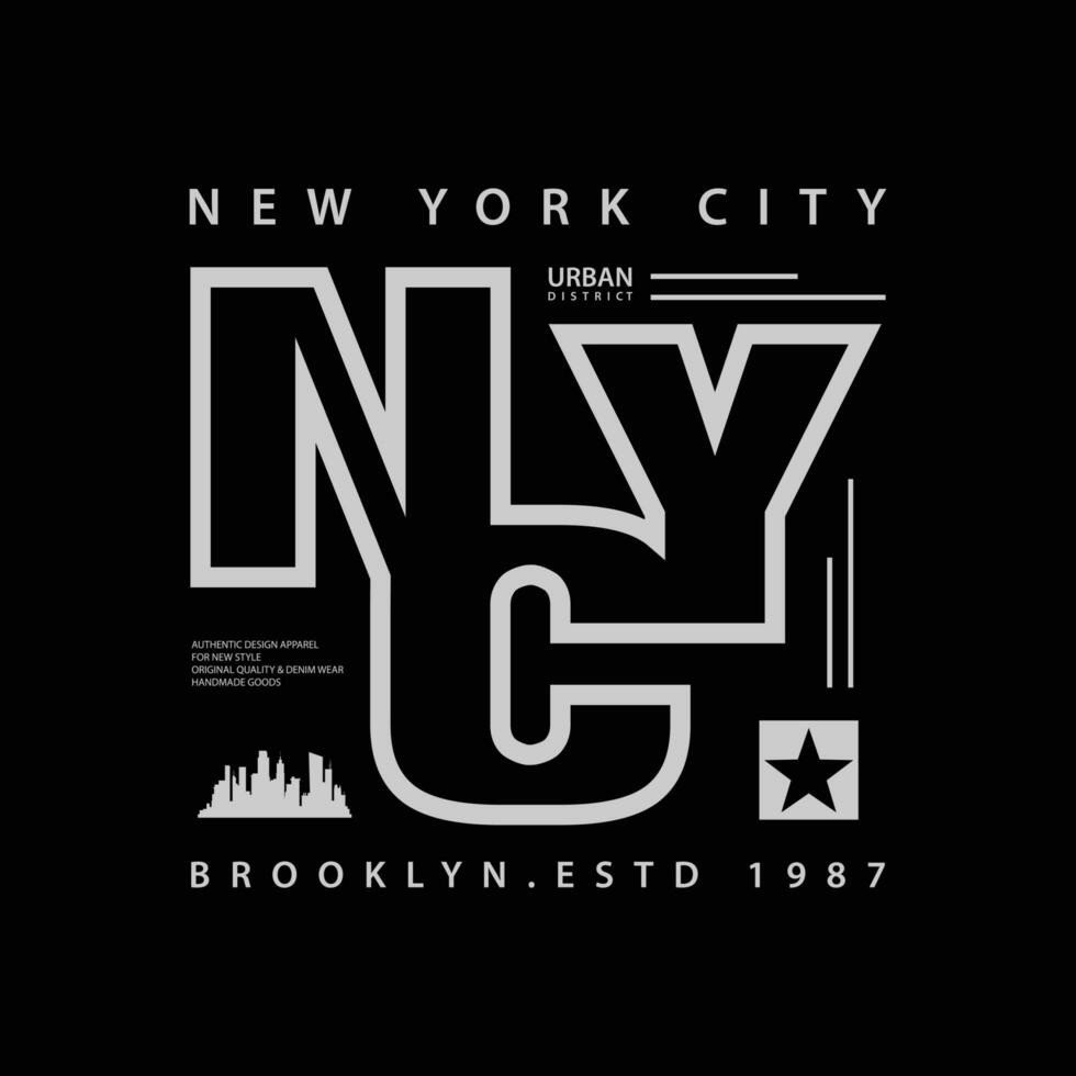 New York City, Brooklyn. Typography, t-shirt graphics, poster, print, banner, flyer, postcard vector