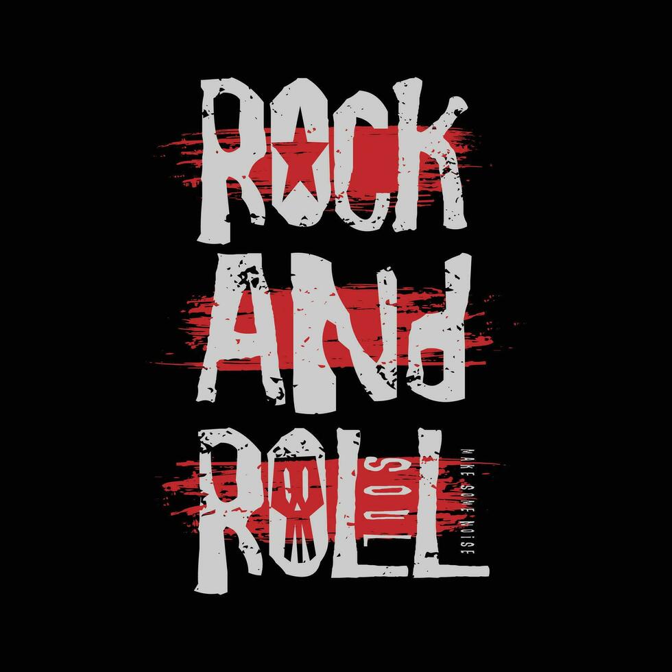 rock and roll music. Vintage design. Grunge background. Skull typography, t-shirt graphics, print, poster, banner, flyer, postcard vector