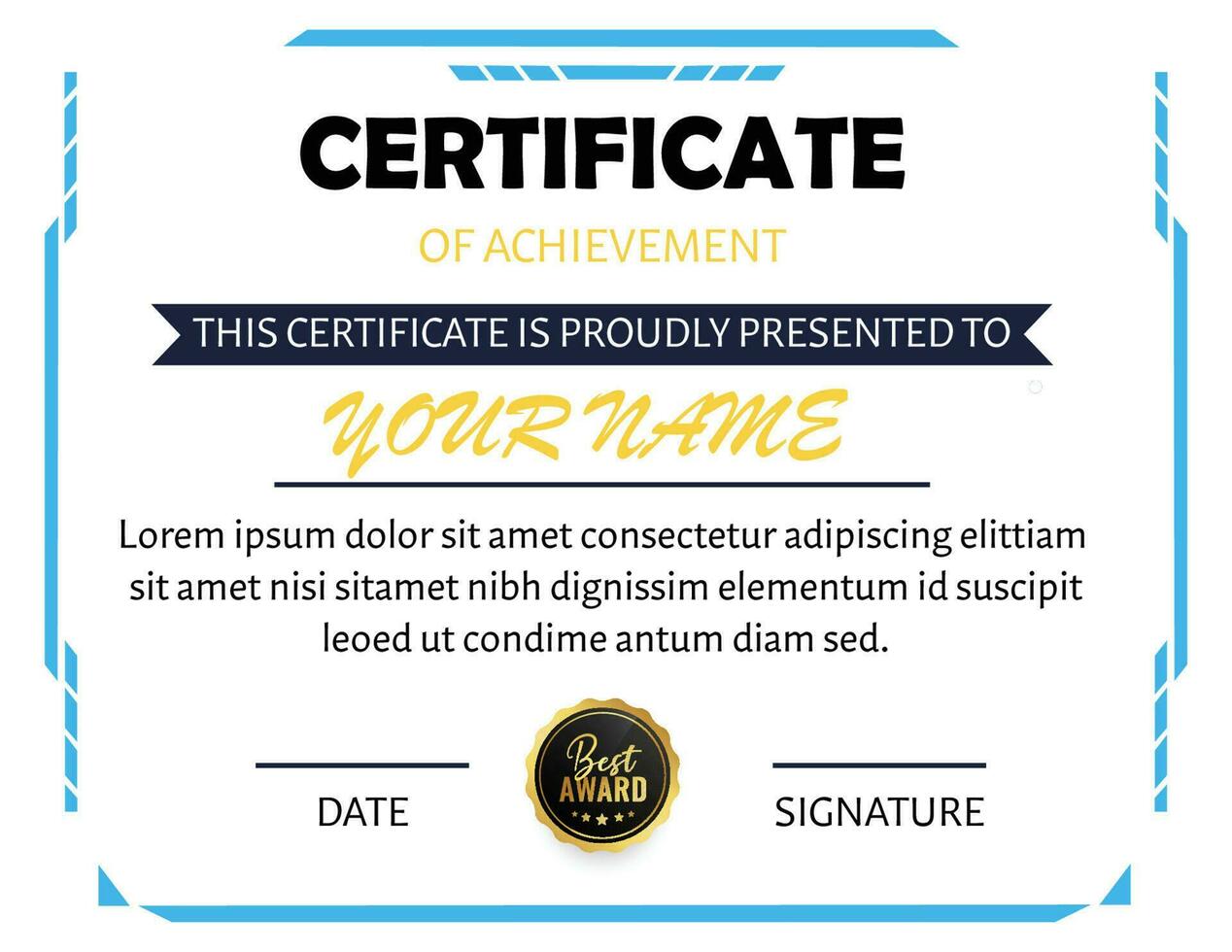 Vector certificate template