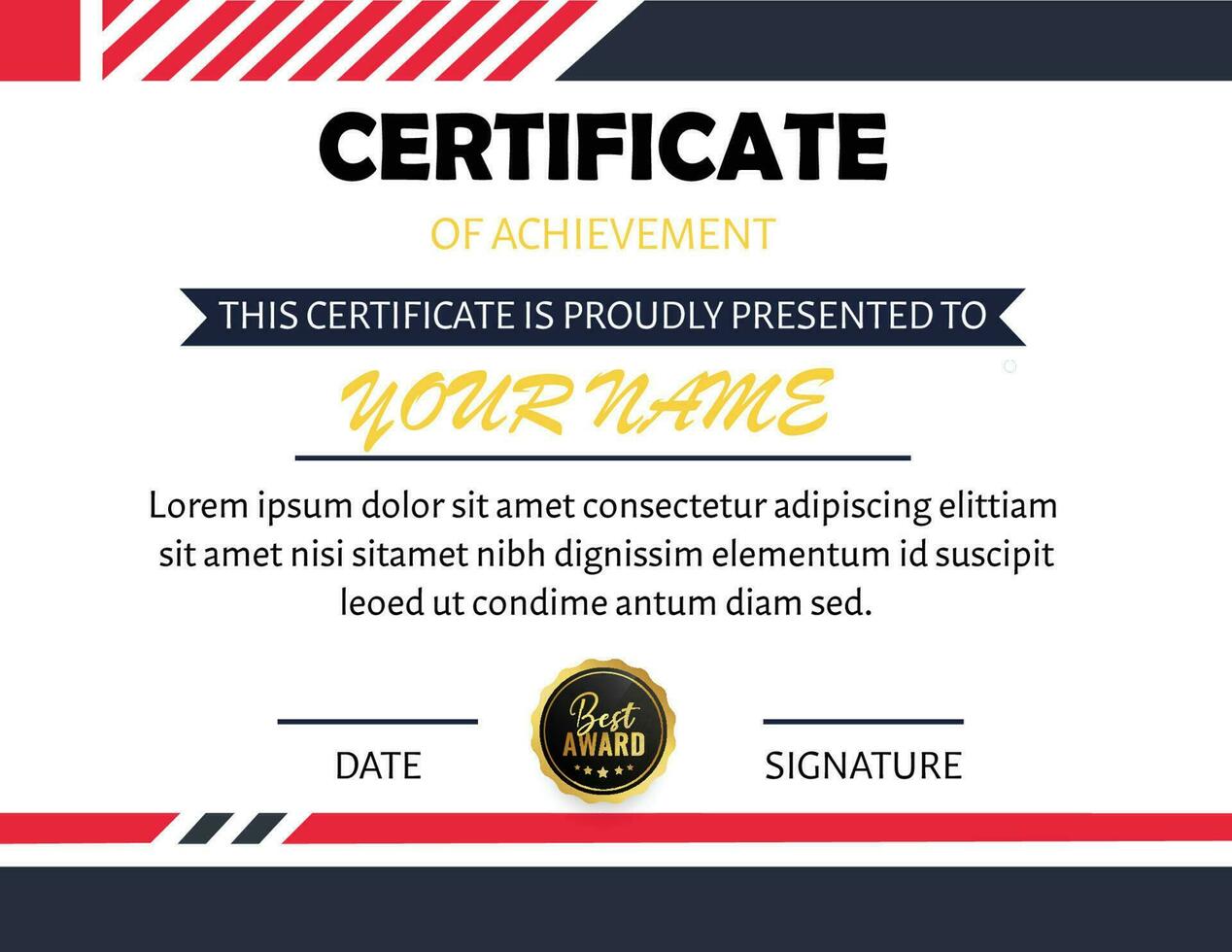 Certificate of achievement template, . Diploma vector template