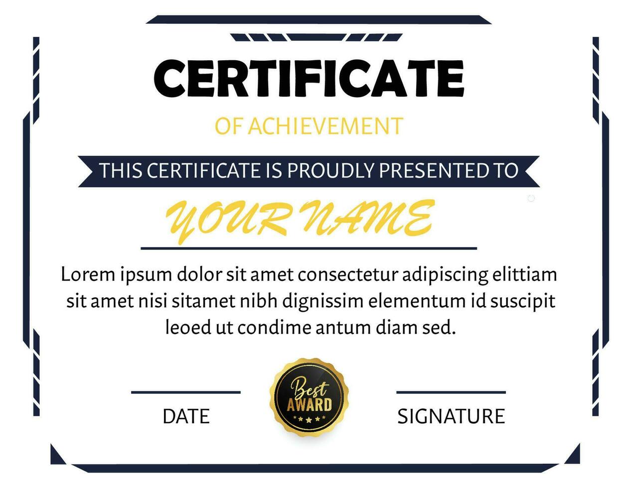 Certificate of achievement vector certificate template