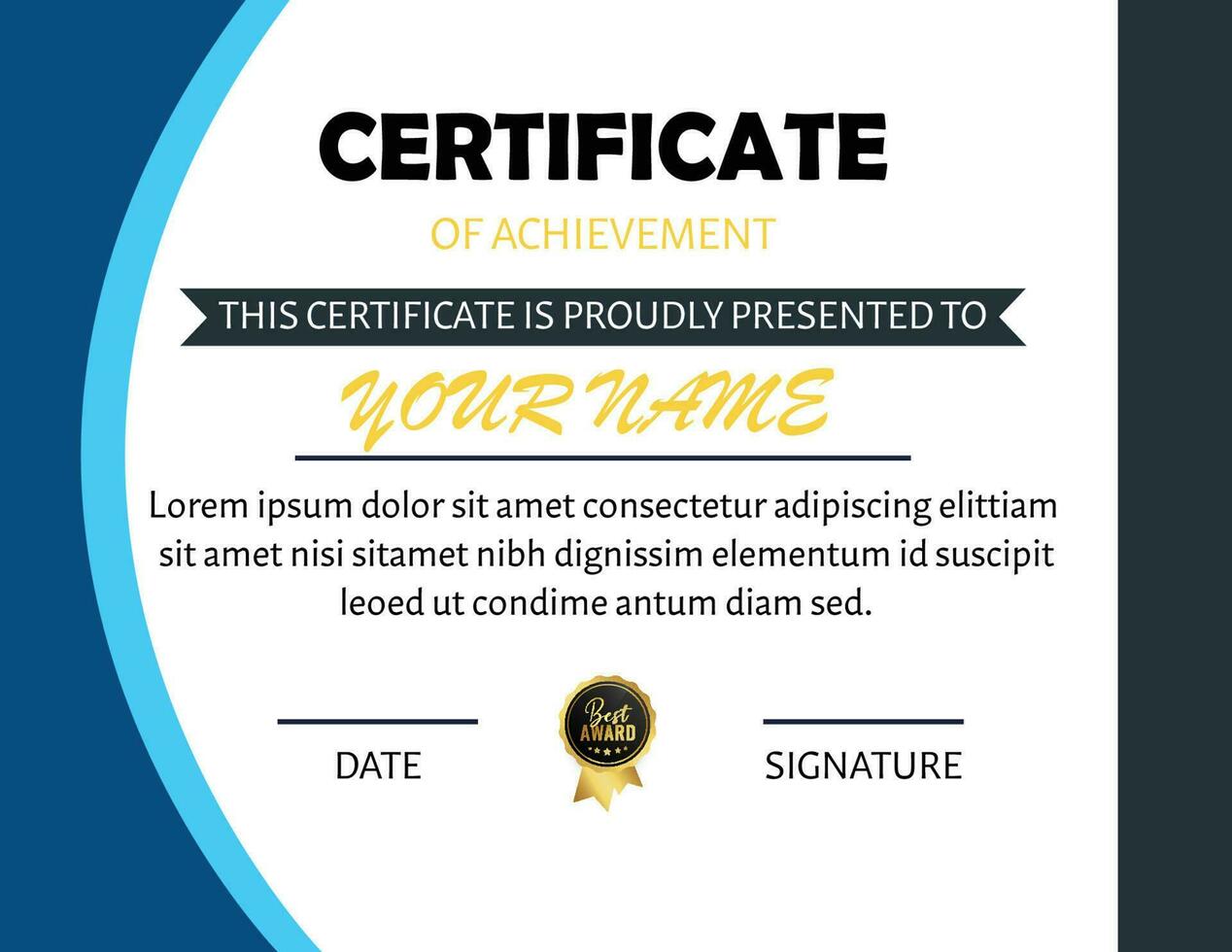 Vector certificate template. certificate of achievement