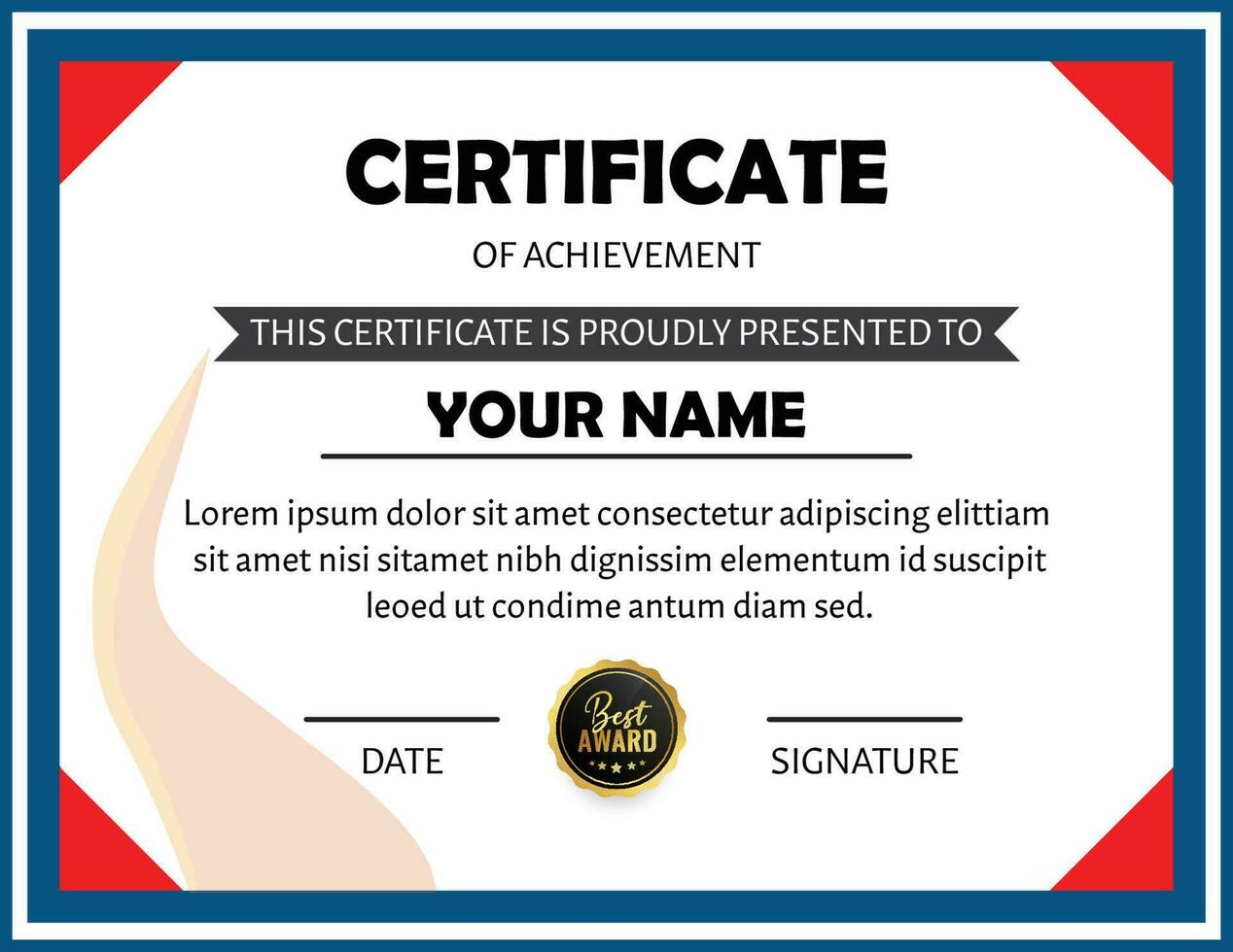 certificate template with classic frame and modern pattern, achievement